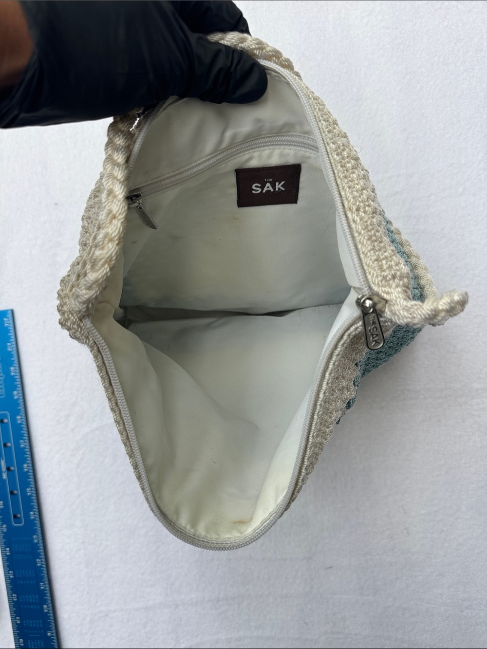 The Sak Cream and Teal Hand-Crocheted Shoulder Bag - Picture 3 of 7